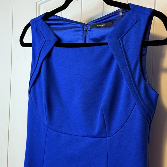 Tahari Ponte Knit Dress Trendy Lined Pencil Square Neck Sleeveless Royal Blue 4 - Picture 4 of 10
